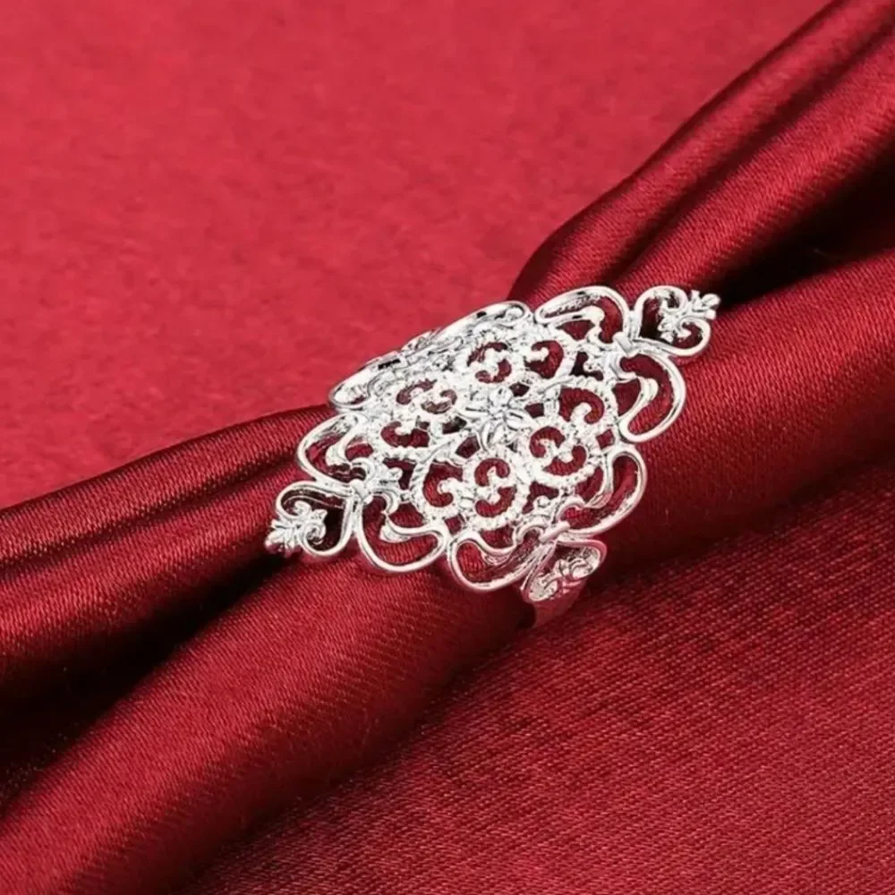 Women's Elegant Silver Filigree Ring Sz 9